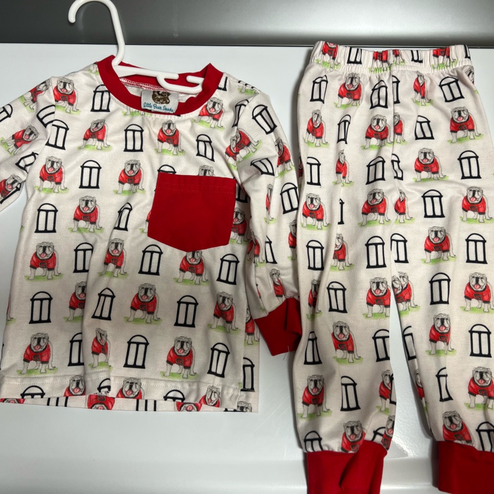 Georgia Bulldogs Baby Pajamas 2 Piece Set Little Bear Smocks 12 Month